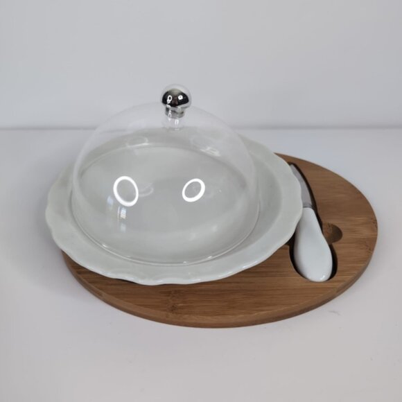 Vintage Japan Ceramic Wood Platter Knife Cheese Charcuterie Serving Set - Picture 4 of 9